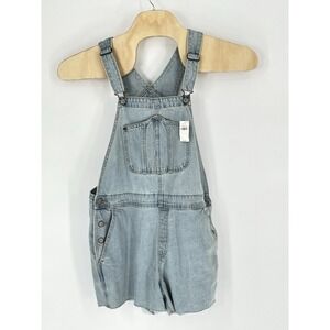 NWT Old Navy Overalls Women's Size Large Shorts Slouchy Blue Denim Jean Cut Offs